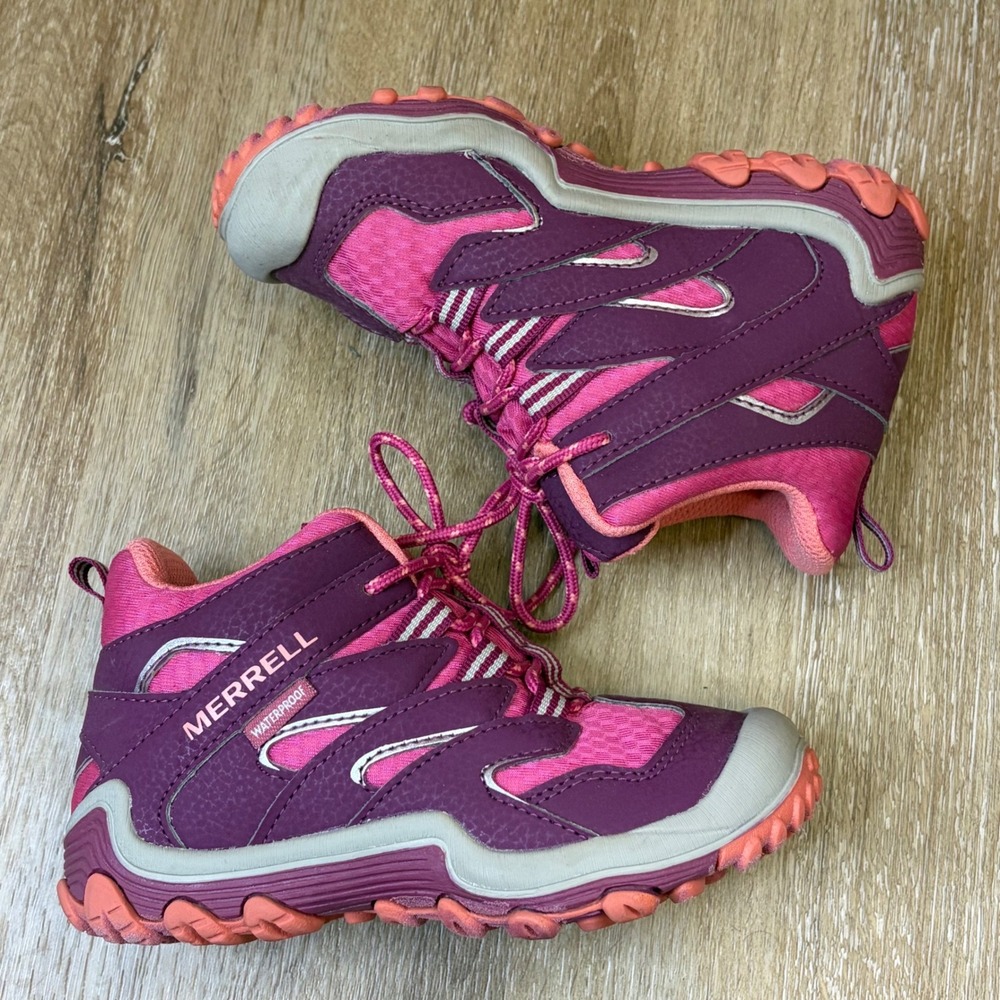 Merrell Kids Chameleon 7 Access Mid Waterproof Hiking Boots Berry Pink 11M
